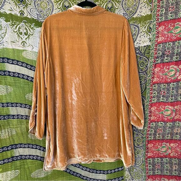 Soft Surroundings Topaz Icon Silk Blend Velvet Poets Blouse Size Large - Picture 9 of 16